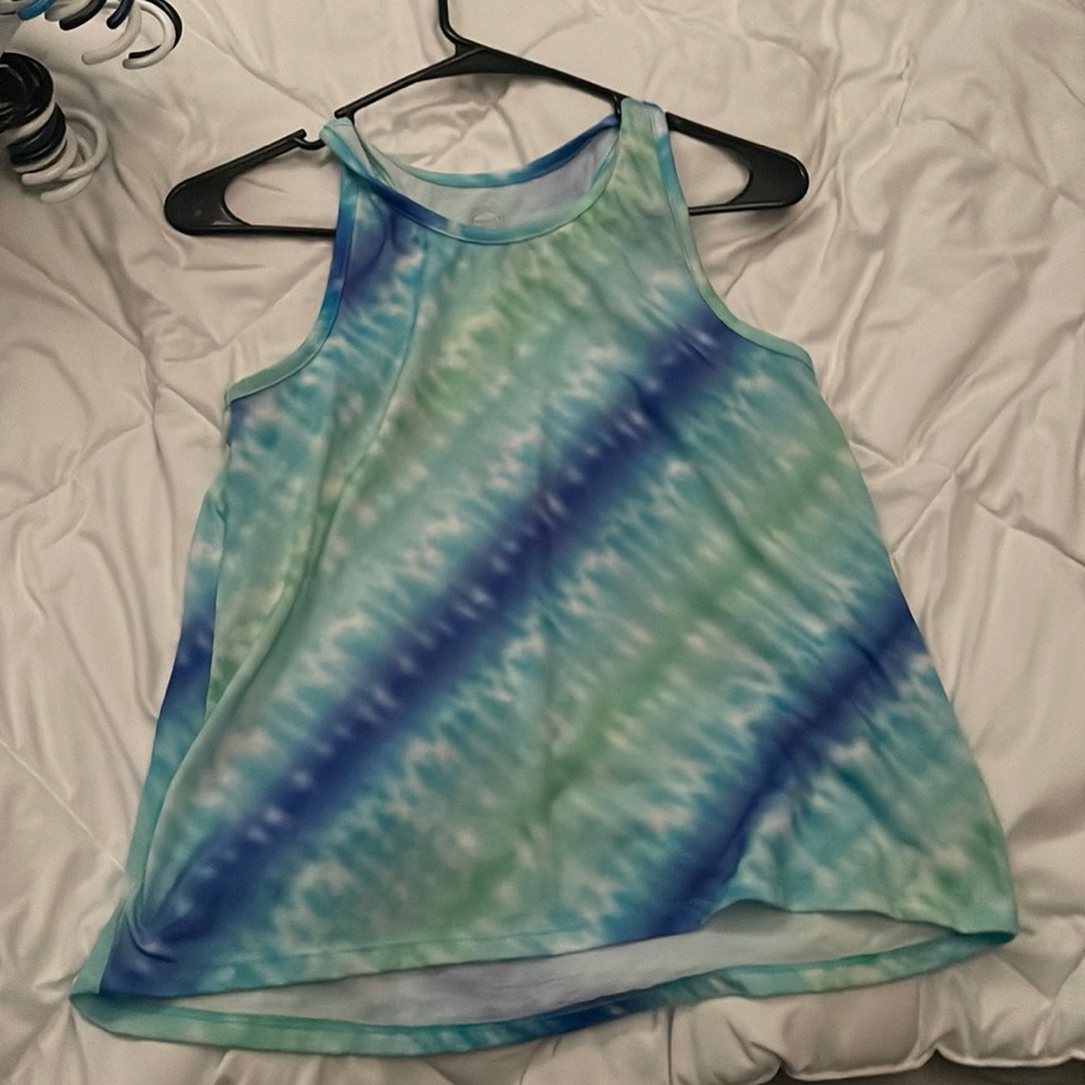 Tie dye, blue and green tank top
